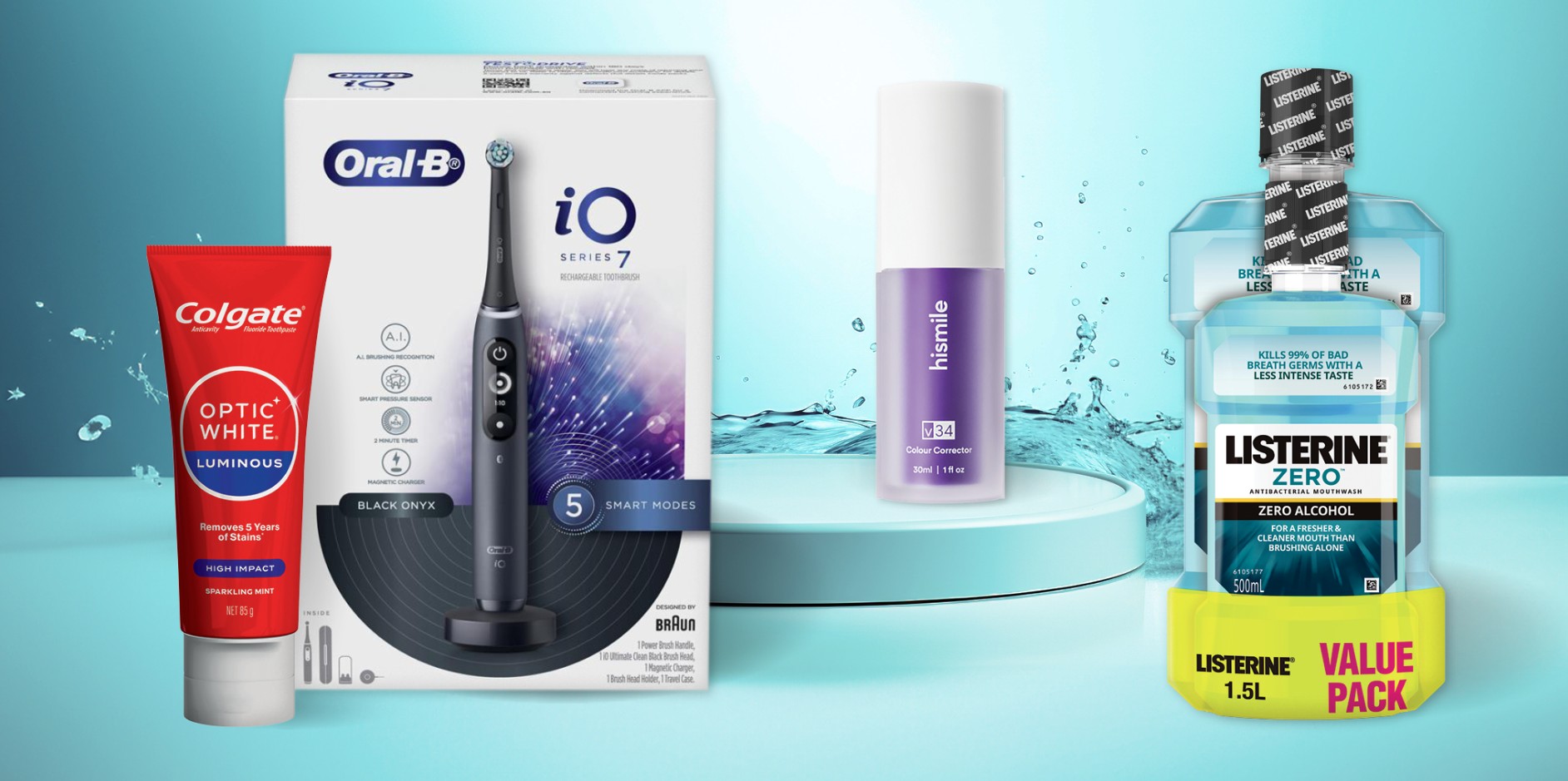 Selection of toiletries.