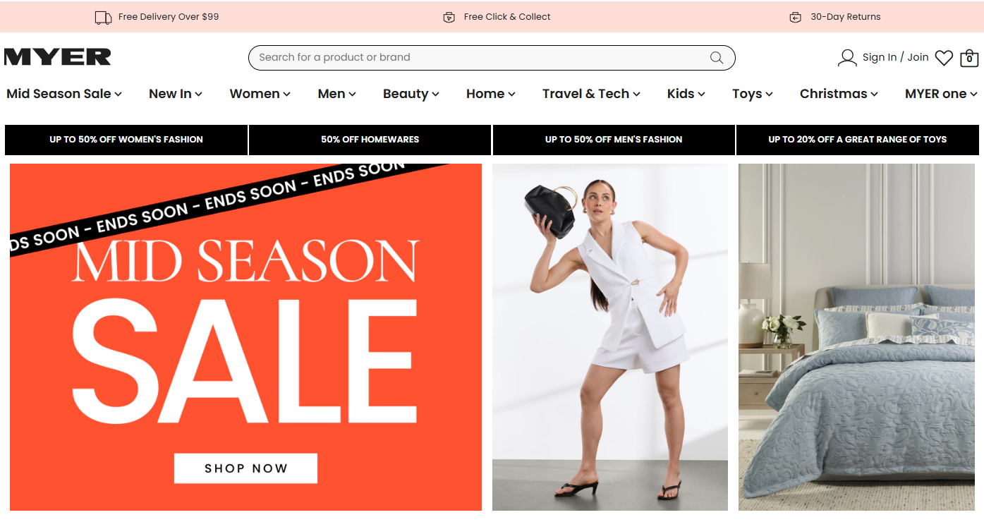 Myer Homepage.