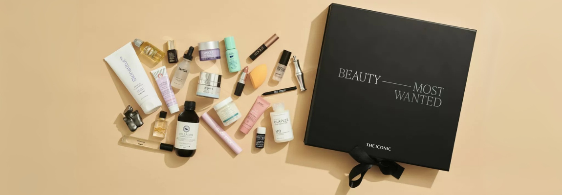 Beauty products and gift box.