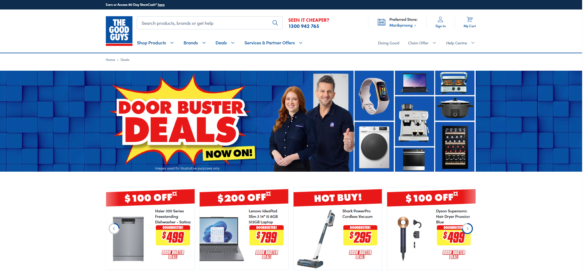 The Good Guys homepage.