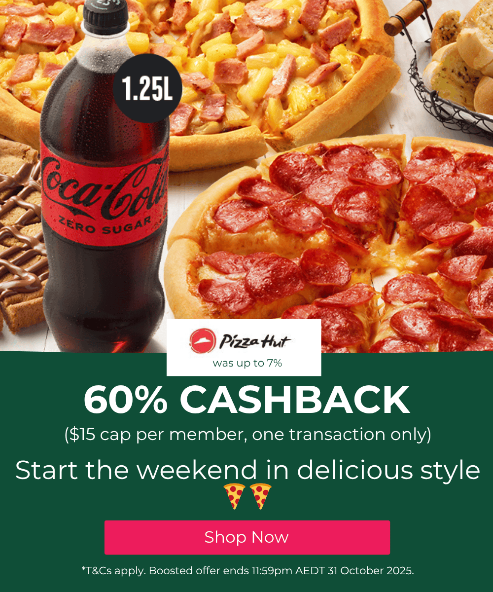 Pizza Hut – 60% Cashback today only